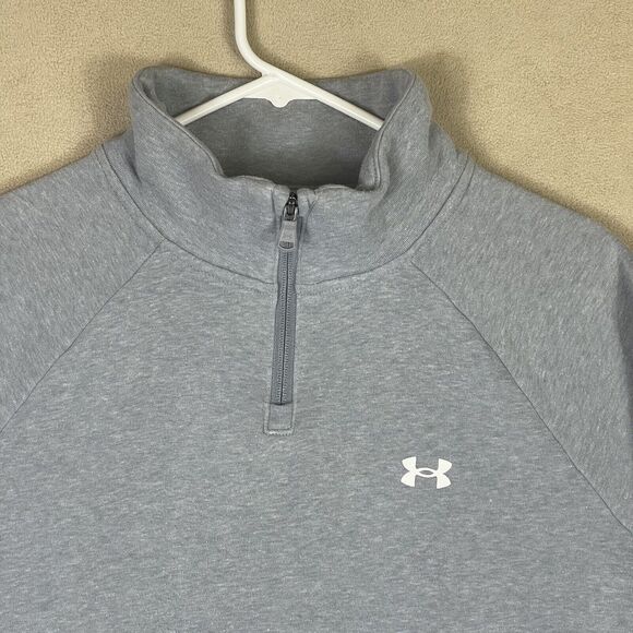 Under Armour Womens L Sweatshirt Pullover Heatgear Long Sleeve Gray 1/4 Zip - Picture 2 of 11